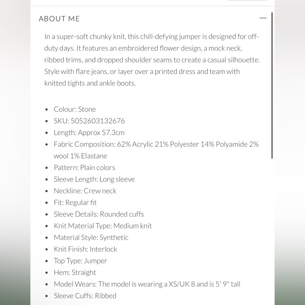 APRICOT 🍑 - Cream Floral Appliqué Turtleneck Sweater - Picture 7 of 7